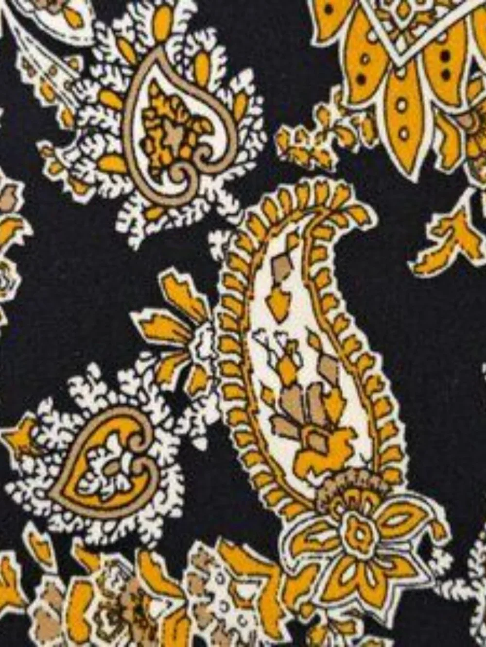 Michael Kors SZ M Black & Marigold Paisley Dress Flounce Hem Bell 3/4 Sleeves - Picture 5 of 9